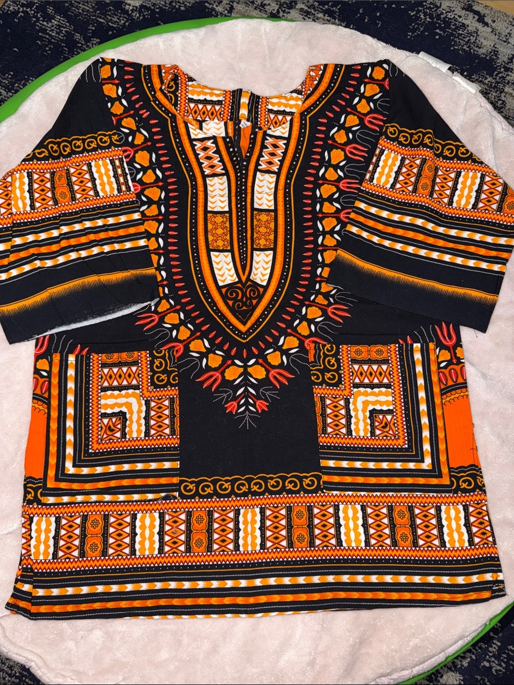 Women’s Black & Orange Dashiki-Style Tunic Top
